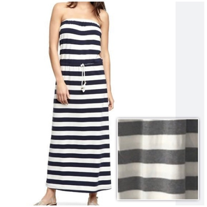 Gap Strapless‎ Striped Maxi Dress White/Gray Small